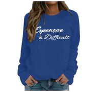 Generisch Felpa con cappuccio, da donna, con cappuccio, costosa, difficile, da donna, divertente e costosa, Blu, L