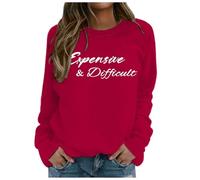 Generisch Felpa con cappuccio, da donna, con cappuccio, costosa, difficile, da donna, divertente e costosa, Colore: rosso, S