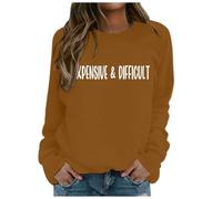 Generisch Felpa con cappuccio, da donna, con cappuccio, costosa, difficile, da donna, divertente e costosa, caffè, XL