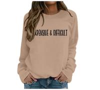 Generisch Felpa con cappuccio, da donna, con cappuccio, costosa, difficile, da donna, divertente e costosa, cachi, XL