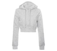 Generisch Felpa con cappuccio da donna, con chiusura lampo, tinta unita, casual, a maniche lunghe, con cappuccio, grigio chiaro., L