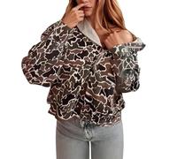 Generisch Felpa con cappuccio da donna con motivo leopardato, stile retrò, con cappuccio, look leopardato, alla moda, casual, con cappuccio in stile gotico, caffè, L