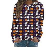 Generisch Felpa con cappuccio da donna, con scollo rotondo, motivo a ragno, senza cappuccio, per Halloween, carnevale, autunno, inverno, Felpa con cappuccio B24-viola scuro, XXL