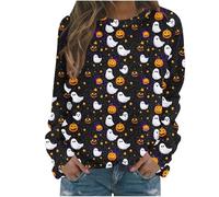 Generisch Felpa con cappuccio da donna, con scollo rotondo, motivo a ragno, senza cappuccio, per Halloween, carnevale, autunno, inverno, Felpa con cappuccio B26, colore nero, XL