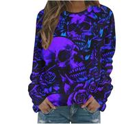 Generisch Felpa con cappuccio da donna, con scollo rotondo, motivo a ragno, senza cappuccio, per Halloween, carnevale, autunno, inverno, Felpa con cappuccio B9-viola scuro, M