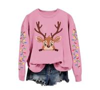 Generisch Felpa con cappuccio da donna con scritta "Frohe Weihnachten Frohe Weihnachten mit niedliches Renna Druck,Casual Langarmpullover im Retrostyle für den, Colore: rosa., M