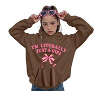 Generisch Felpa con cappuccio da donna con scritta in lingua tedesca "I'm Literally Just a Girl", graziosa felpa per un look femminile, Stil_k03 marrone, M