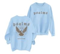 Generisch Felpa con cappuccio da donna con scritta "Over Fear" e Salm Versen Cravatta da donna, Azzurro, M