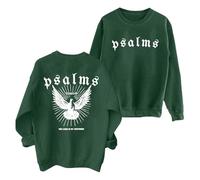 Generisch Felpa con cappuccio da donna con scritta "Over Fear" e Salm Versen Cravatta da donna, Verde scuro, S
