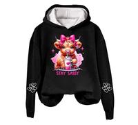 Generisch Felpa con cappuccio da donna con simpatico motivo di corteccia altopiano - Felpa con cappuccio con scritta "Stay Sassy" | Dolce e accogliente felpa per gli amanti degli animali, Stil_m01
