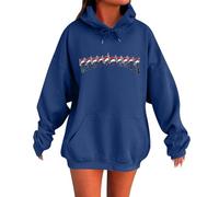 Generisch Felpa con cappuccio da donna con stampa alfabeto per un comfort invernale casual e sportivo, Blu, L