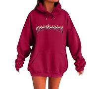 Generisch Felpa con cappuccio da donna con stampa alfabeto per un comfort invernale casual e sportivo, Colore: rosso, M