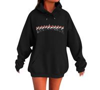 Generisch Felpa con cappuccio da donna con stampa alfabeto per un comfort invernale casual e sportivo, Nero , XL