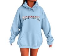 Generisch Felpa con cappuccio da donna con stampa alfabeto per un comfort invernale casual e sportivo, Celeste., S