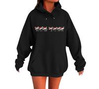 Generisch Felpa con cappuccio da donna con stampa alfabeto per un comfort invernale casual, sportivo, con pratica tasca, Nero , L