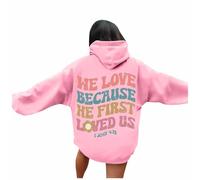 Generisch Felpa con cappuccio da donna con stampa alla moda, taglio a maniche lunghe, pratiche tasche laterali per una moda casual, Colore: rosa., S