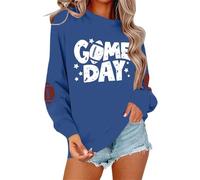 Generisch Felpa con cappuccio da donna con stampa calcistica, maniche lunghe, casual, per lo sport e la vita quotidiana, comoda e morbida, con design in tessuto saggio, Blu, XL