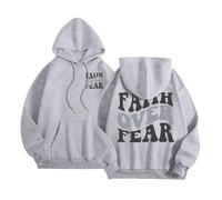 Generisch Felpa con cappuccio da donna con stampa, casual, versatile, per il tempo libero, la spiaggia, le vacanze, il design artistico, compagno ideale per tutti i giorni, grigio chiaro., M