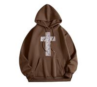 Generisch Felpa con cappuccio da donna con stampa di lettere, a maniche lunghe, con tasche, per il tempo libero, le vacanze, la spiaggia, ideale per l'inverno, abbinabile a jeans o pantaloni casual