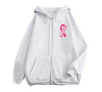 Generisch Felpa con cappuccio da donna con stampa floreale a nastro rosa - felpa per sostenere la consapevolezza del cancro al seno | Giacca con cappuccio con dichiarazione di speranza, Stil_w07
