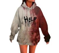 Generisch Felpa con cappuccio da donna con stampa macchie di sangue, a maniche lunghe, in misto cotone, morbida al tatto, vestibilità oversize, stampa accattivante, ideale per il tempo libero e lo