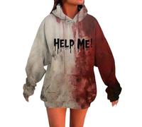 Generisch Felpa con cappuccio da donna con stampa macchie di sangue, a maniche lunghe, in misto cotone, morbida al tatto, vestibilità oversize, stampa accattivante, ideale per il tempo libero e lo