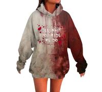 Generisch Felpa con cappuccio da donna con stampa macchie di sangue, a maniche lunghe, in misto cotone, morbida al tatto, vestibilità oversize, stampa accattivante, ideale per il tempo libero e lo