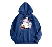 Generisch Felpa con cappuccio da donna con stampa ragno, unisex, con cappuccio, Y2K, punk, colore gotico, per Halloween, con chiusura lampo, per carnevale, dinosauro, Felpa con cappuccio B2 blu, S