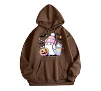 Generisch Felpa con cappuccio da donna con stampa ragno, unisex, con cappuccio, Y2K, punk, colore gotico, per Halloween, con chiusura lampo, per carnevale, dinosauro, Felpa con cappuccio B2-marrone, S