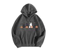 Generisch Felpa con cappuccio da donna con stampa ragno, unisex, con cappuccio, Y2K, punk, colore gotico, per Halloween, con chiusura lampo, per carnevale, dinosauro, Felpa con cappuccio B6-grey, XXL