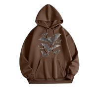 Generisch Felpa con cappuccio da donna con stampa ragno, unisex, con cappuccio, Y2K, punk, colore gotico, per Halloween, con chiusura lampo, per carnevale, dinosauro, Felpa con cappuccio B1-marrone
