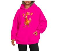 Generisch Felpa con cappuccio da donna con stampa sicura di sé, felpa a maniche lunghe con motivo fattoria, maglione per il tempo libero con tasca a marsupio, Stil_o06 rosa acceso, S