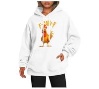 Generisch Felpa con cappuccio da donna con stampa sicura di sé, felpa a maniche lunghe con motivo fattoria, maglione per il tempo libero con tasca a marsupio, Stil_o10 Bianco, M