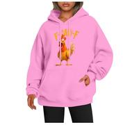 Generisch Felpa con cappuccio da donna con stampa sicura di sé, felpa a maniche lunghe con motivo fattoria, maglione per il tempo libero con tasca a marsupio, Stil_o07 rosa, 4XL