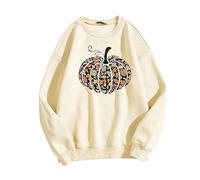 Generisch Felpa con cappuccio da donna con stampa zucca di Halloween, alla moda, confortevole, senza maniche, b, S