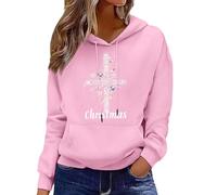 Generisch Felpa con cappuccio da donna, design oversize con stampa, pratica tasca per un look casual alla moda in ogni stagione, Colore: rosa., M