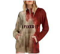 Generisch Felpa con cappuccio da donna gotica, con motivo sanguinoso, ferita sanguinosa, morbida e morbida, per l'inverno, per Halloween, Felpa con cappuccio B3 multicolore, S