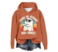 Generisch Felpa con cappuccio da donna Halloween Fashion Spectre Print Felpa a maniche lunghe con scollo rotondo, Colore: arancione., XXL