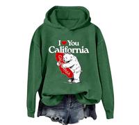 Generisch Felpa con cappuccio da donna in velluto ispessito, calda felpa con cappuccio da donna a maniche lunghe, Verde scuro, XL