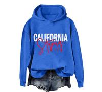 Generisch Felpa con cappuccio da donna, in velluto ispessito, caldo e sciolto, colore blu, Blu, M