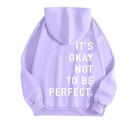 Generisch Felpa con cappuccio da donna "It's Ok Not to Be Perfect", Lilla, M