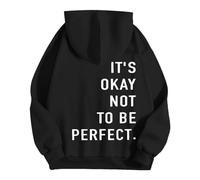 Generisch Felpa con cappuccio da donna "It's Ok Not to Be Perfect", Nero , XL