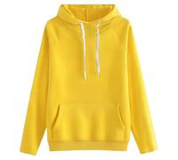 Generisch Felpa con cappuccio da donna, oversize, con cappuccio, da donna, rosso, in cotone, comodo, casual, tinta unita, basic a maniche lunghe, taglie forti, con cappuccio, caldo, giallo., XXXXL