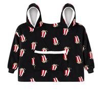 Generisch Felpa con cappuccio da donna oversize con stampa popcorn, foderata, calda felpa con cappuccio in pile con grande tasca per la casa