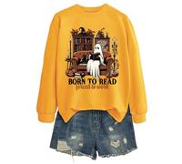 Generisch Felpa con cappuccio da donna, oversize, per Halloween, con orlo irregolare, con taschino, tinta unita, con cappuccio lungo, Felpa con cappuccio B4-giallo, M