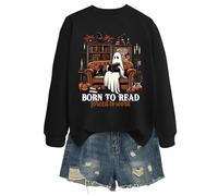 Generisch Felpa con cappuccio da donna, oversize, per Halloween, con orlo irregolare, con taschino, tinta unita, con cappuccio lungo, Felpa con cappuccio B9, colore nero, L
