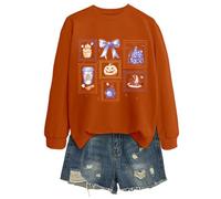 Generisch Felpa con cappuccio da donna, oversize, per Halloween, con orlo irregolare, con taschino, tinta unita, con cappuccio lungo, Felpa con cappuccio B5-brick rosso, XXL