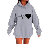 Generisch Felpa con cappuccio da donna, per autunno e inverno, casual, da donna, a maniche lunghe, in cotone, con cappuccio, per leggings, alla moda retrò 231
