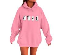 Generisch Felpa con cappuccio da donna per Halloween, 2025, con cappuccio, autunno e inverno, con cappuccio, con cerniera, oversize, S-5XL, Rosa-e, 3XL