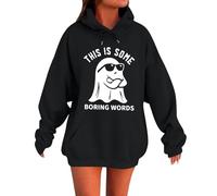 Generisch Felpa con cappuccio da donna per Halloween, 2025, con cappuccio, autunno e inverno, con cappuccio, con cerniera, oversize, S-5XL, Nero-D, 5XL